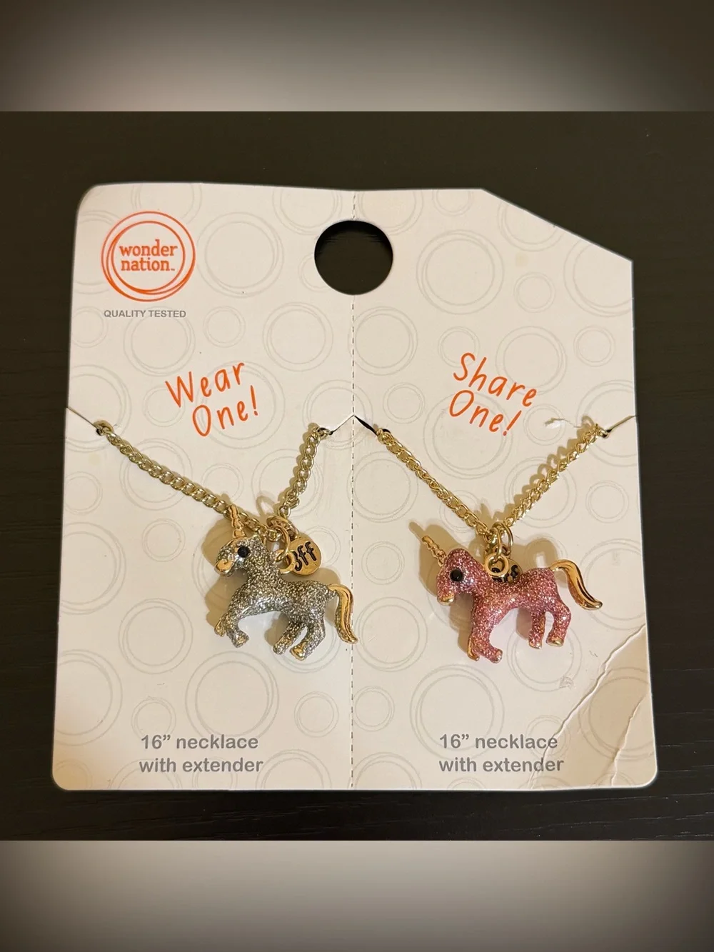 NWT Wonder Nation Glitter BFF Necklace Set